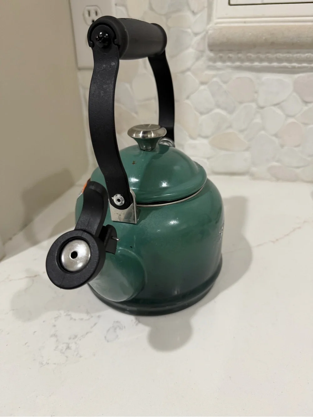 Le Creuset Green Enamel Stovetop Whistling Tea Demi Kettle